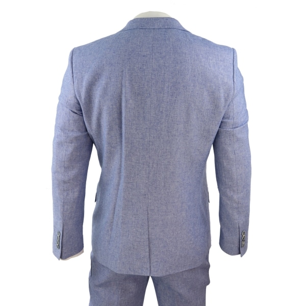 Men's Blue 3 Piece Linen Suit