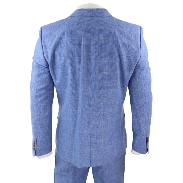 Men's Light Blue Linen 3 Piece Suit