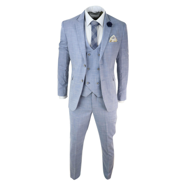 Mens Light Blue 3 Piece Suit