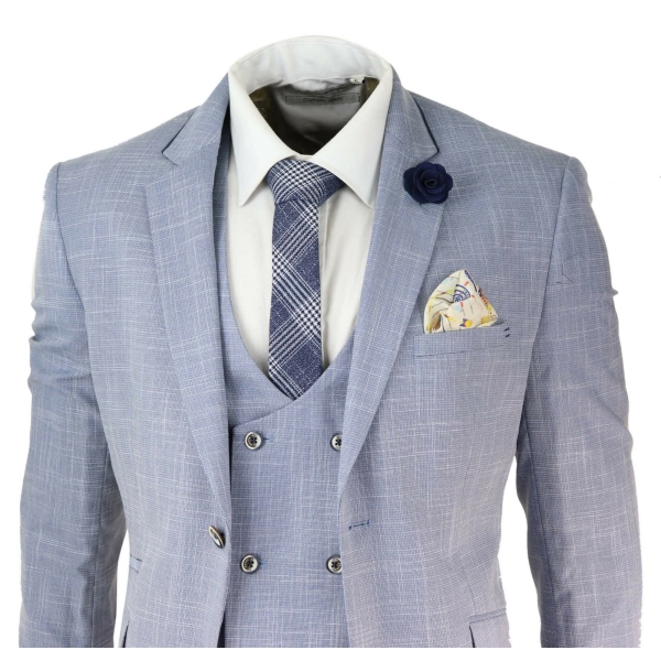 Mens Light Blue 3 Piece Suit