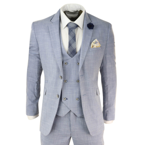 Mens Light Blue 3 Piece Suit