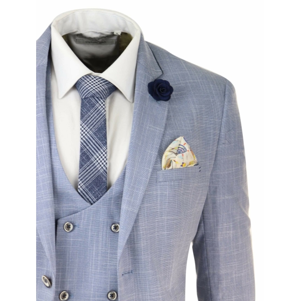 Mens Light Blue 3 Piece Suit