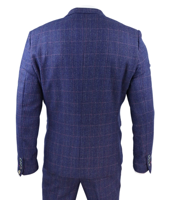 Blue 3 Piece Tweed Suit - Marc Darcy Harry