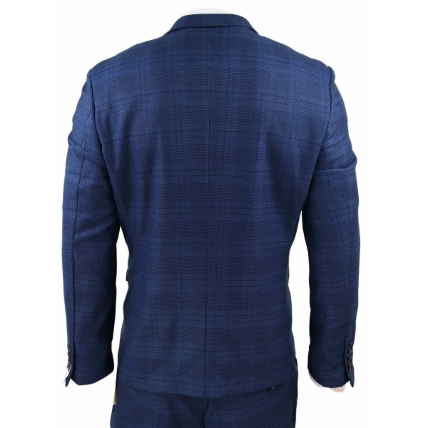 Marc Darcy Jerry - Blue 3 Piece Check Suit