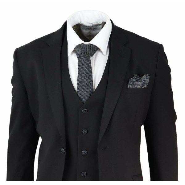 Mens Black 3 Piece Suit