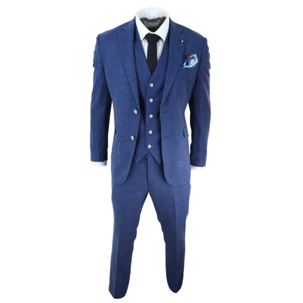 Mens Blue Summer Linen Suit