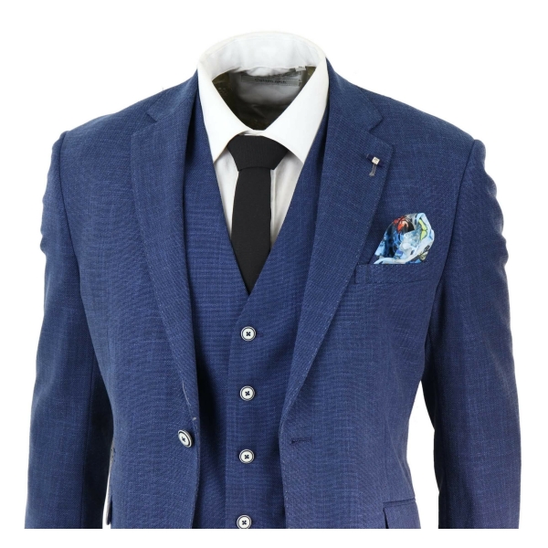 Mens Blue Summer Linen Suit