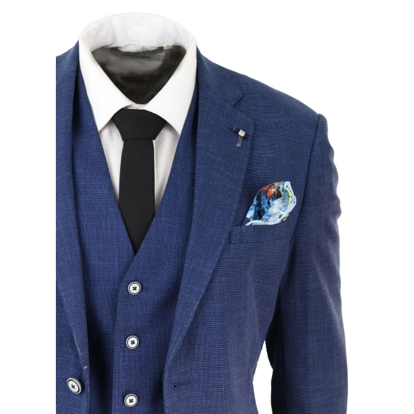 Mens Blue Summer Linen Suit