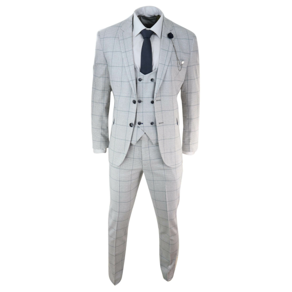 Light Grey Check 3 Piece Suit