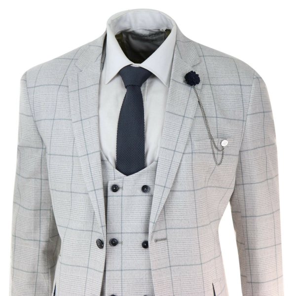 Light Grey Check 3 Piece Suit