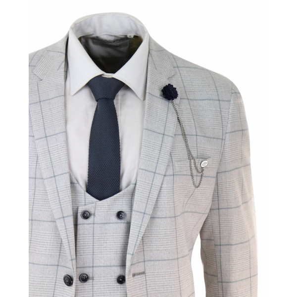 Light Grey Check 3 Piece Suit