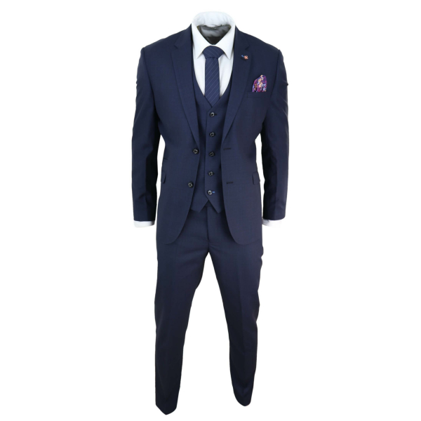 Mens Navy Blue Tailored Fit Suit