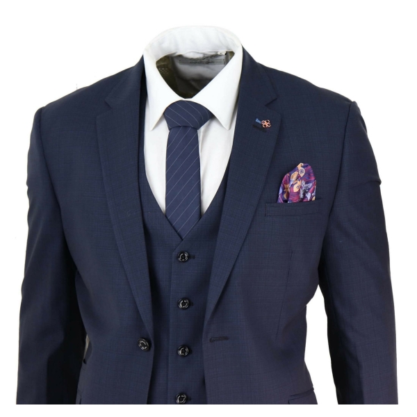 Mens Navy Blue Tailored Fit Suit