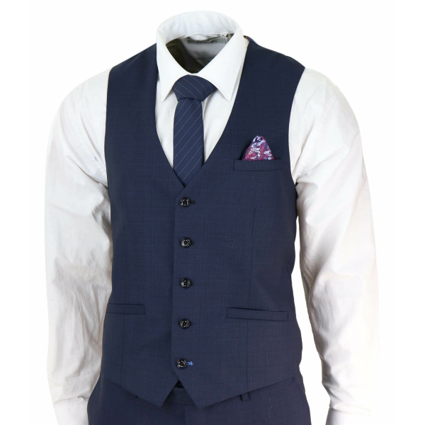 Mens Navy Blue Tailored Fit Suit