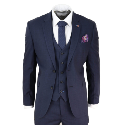 Mens Navy Blue Tailored Fit Suit