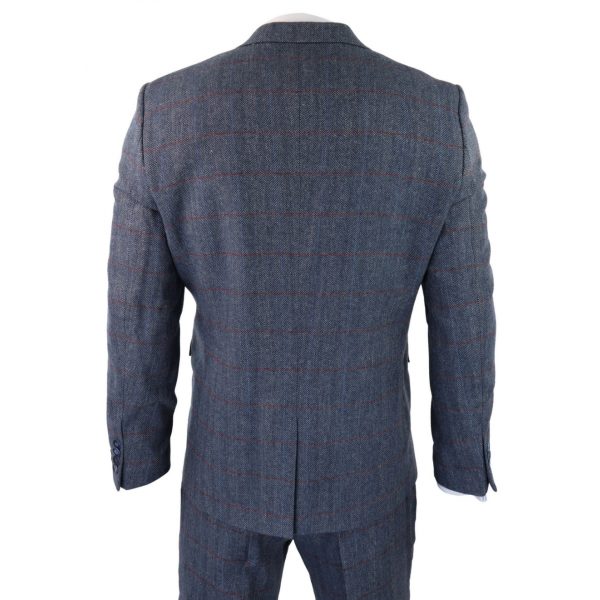 Mens Blue 3 Piece Suit with Contrasting Oak Brown Waistcoat