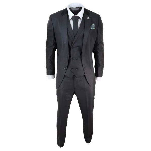 Mens 3 Piece Charcoal Grey Suit