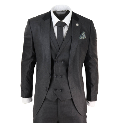 Mens 3 Piece Charcoal Grey Suit