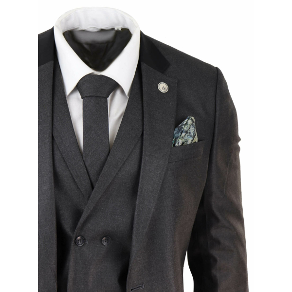 Mens 3 Piece Charcoal Grey Suit