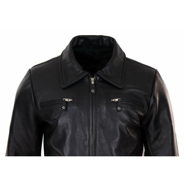 Mens Classic Black-Brown Leather Jacket