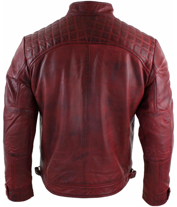 Real Leather Men's Red Distressed Leather Jacket