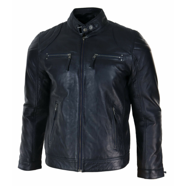 Genuine Leather Black Biker Jacket for Men