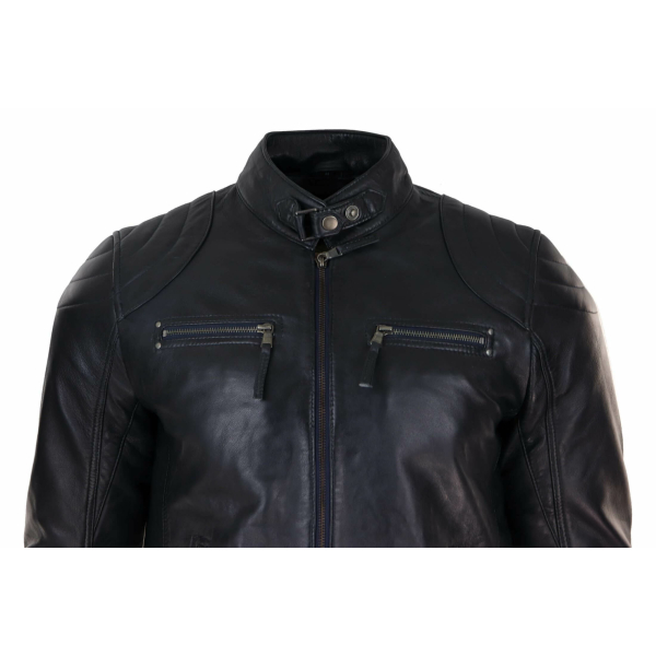 Genuine Leather Black Biker Jacket for Men