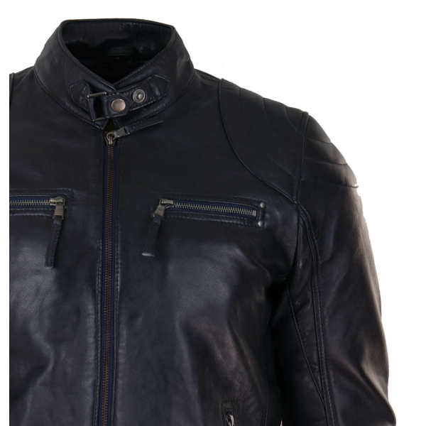 Genuine Leather Black Biker Jacket for Men