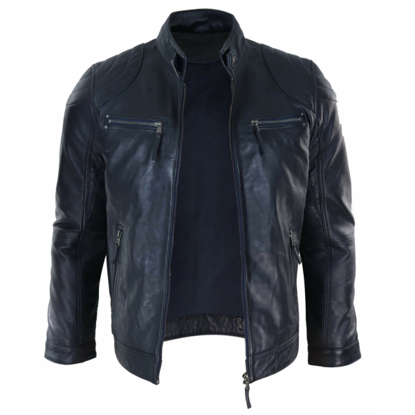 Genuine Leather Black Biker Jacket for Men