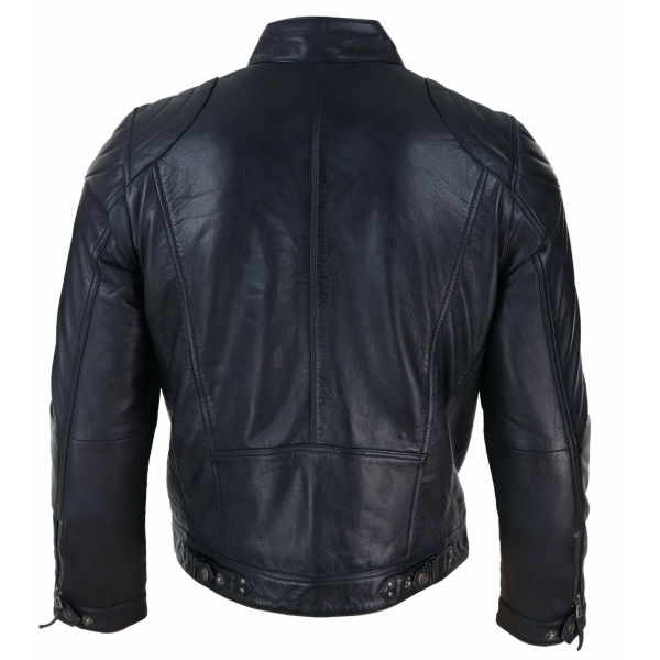 Genuine Leather Black Biker Jacket for Men