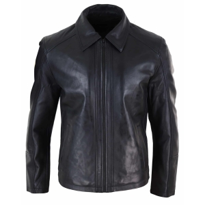 Mens Soft Nappab Black Leather Jacket