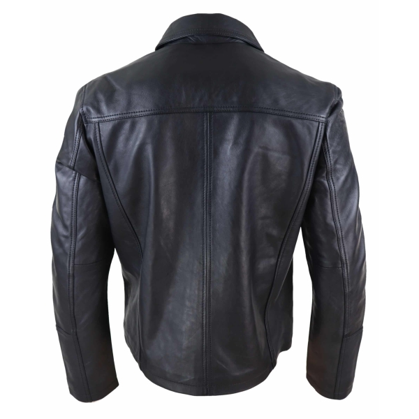 Mens Soft Nappab Black Leather Jacket