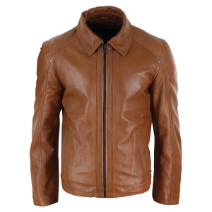 Real Leather Soft Nappab Tan Mens Jacket