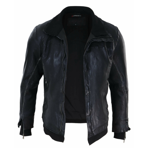 Real Leather Distressed Slim Fit Mens Jacket