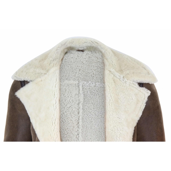 Mens Shearling Brown Sheepskin Vintage Jacket