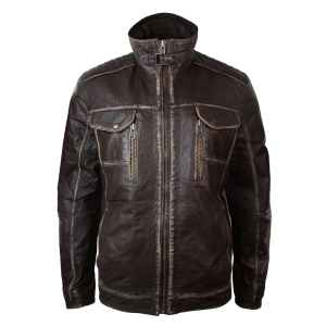 Real Washed Brown Leather Retro Vintage Distressed Jacket Rub Off for Men