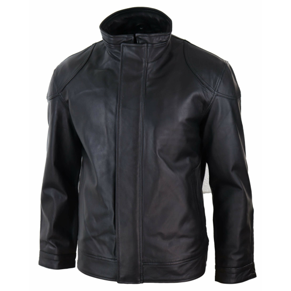 Real Leather Mens Black Soft Jacket