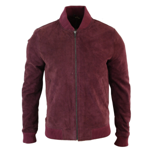 Varsity Mens Real Suede Leather Bomber College Jacket Classic Retro Vintage – Burgundy