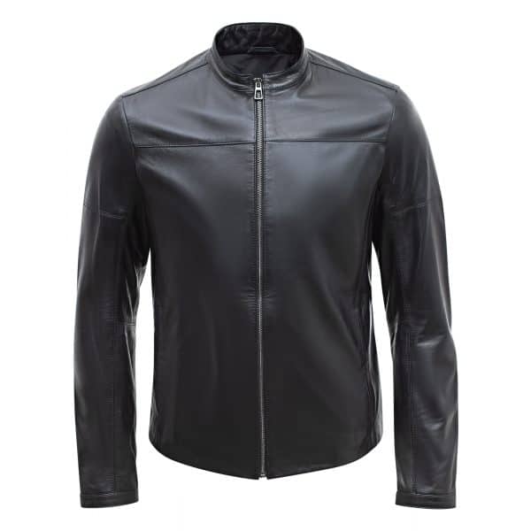 Happy Gentleman B101 - Mens Black Genuine Leather Biker Jacket - Slim Fit