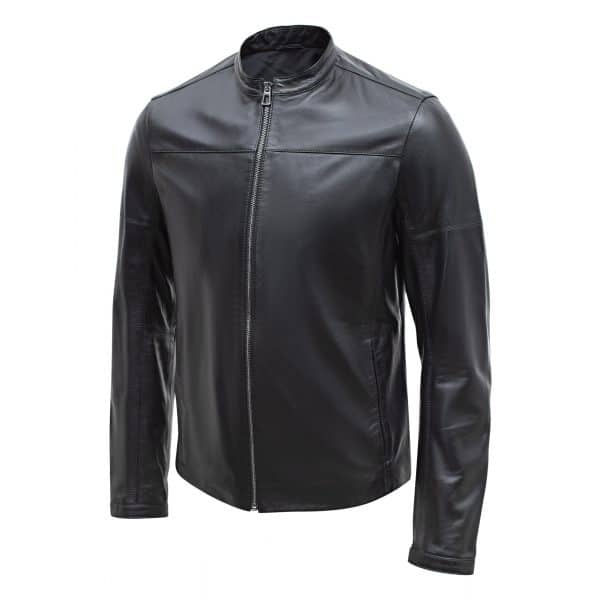 Happy Gentleman B101 - Mens Black Genuine Leather Biker Jacket - Slim Fit