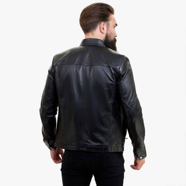 Happy Gentleman B102 - Real Leather Tailored Fit Mens Black Biker Jacket