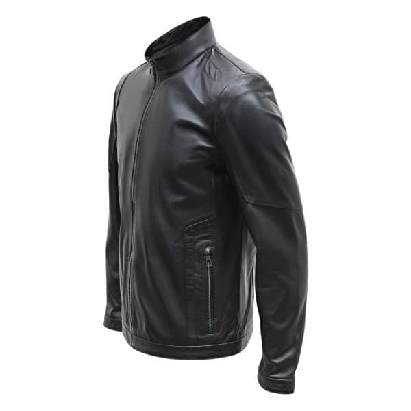 Happy Gentleman B102 - Real Leather Tailored Fit Mens Black Biker Jacket