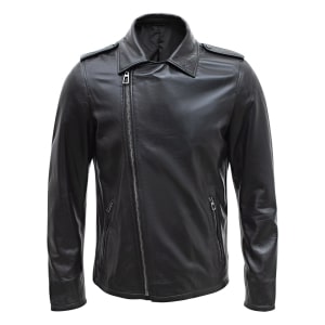 Happy Gentleman B104 – Geuine Leather Cross-Zip Brando Black Slim Fit Jacket for Men