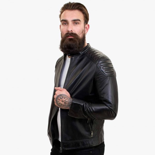 Happy Gentleman B110 - Genuine Real Black Leather Jacket for Men - Slim Fit