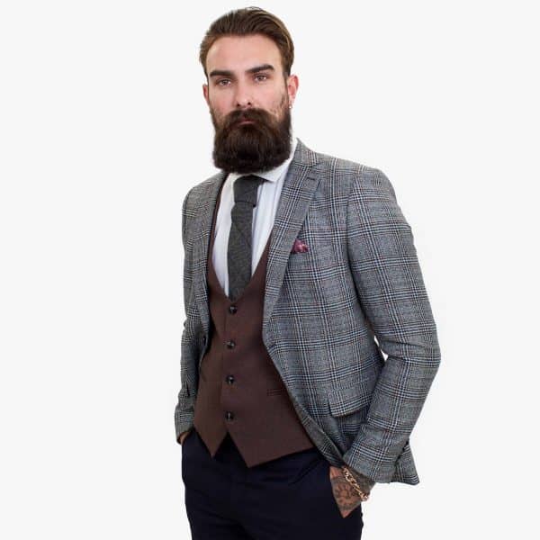 Happy Gentleman ELEGANTE Wool 3 Piece Suit with a Contrasting Brown Waistcoat