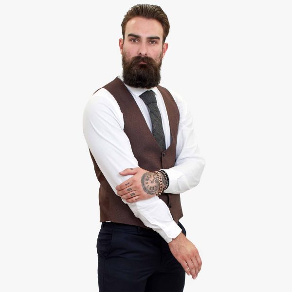 Happy Gentleman ELEGANTE Wool 3 Piece Suit with a Contrasting Brown Waistcoat