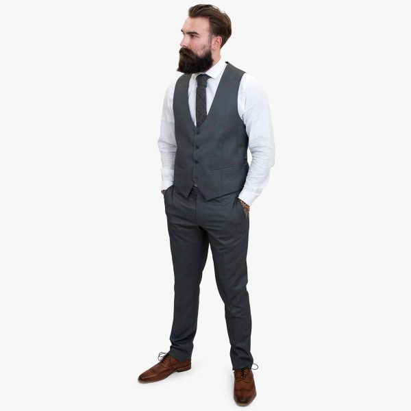 Happy Gentleman MIROLE Grey Tailored Fit 3 Piece Wool Suit