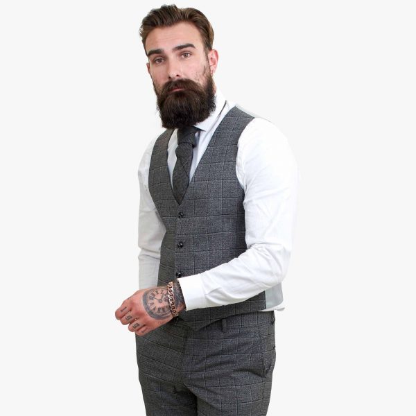 Happy Gentleman PIACERE Wool Grey 3 Piece Suit with Tailored Fit