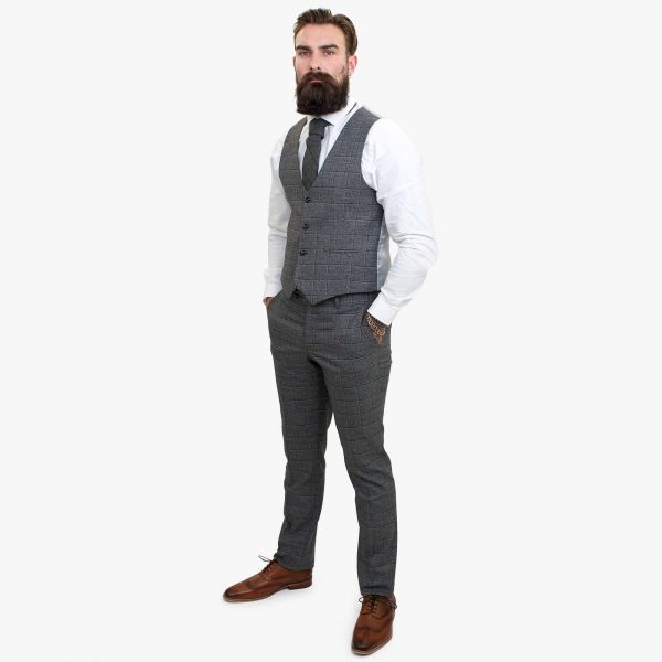 Happy Gentleman PIACERE Wool Grey 3 Piece Suit with Tailored Fit