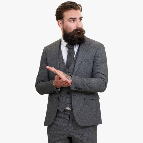 Happy Gentleman PIACERE Wool Grey 3 Piece Suit with Tailored Fit